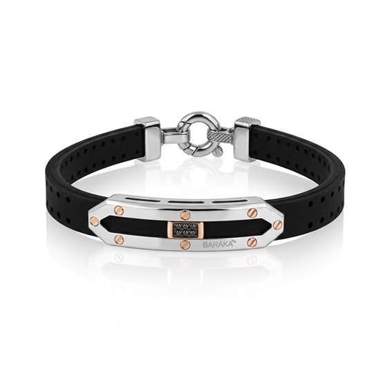 Bracciale Baraka Uomo in Acciaio Diamante Black 0.05 Ct BR373721RODN200007 - BR373721RODN200007